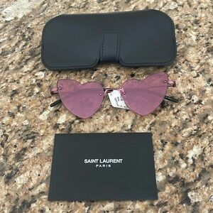 Saint Laurent pink heart shaped sunglasses NWT